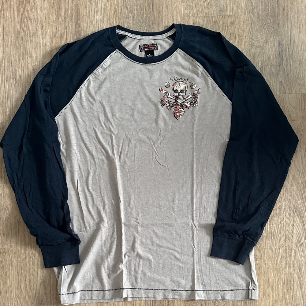 Lucky Brand Men's Raglan Long-Sleeve Shirt - Navy & Light Gray